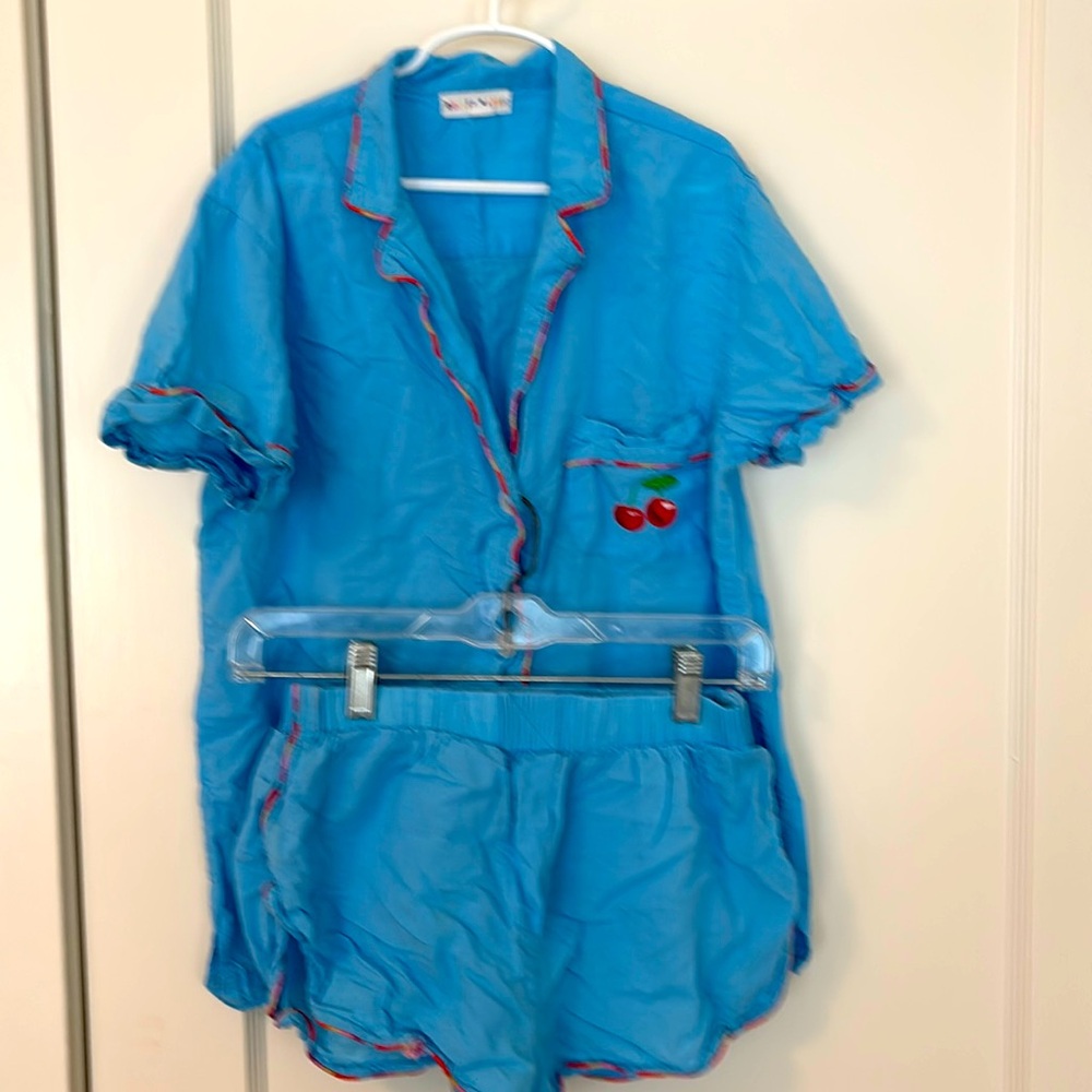 Roller Rabbit Blue Cherry Pajamas, Size XS